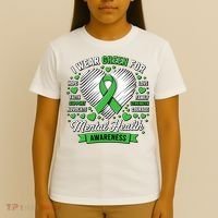 Green Ribbon Mental Health Awareness Month Support T-Shirt thumb 4