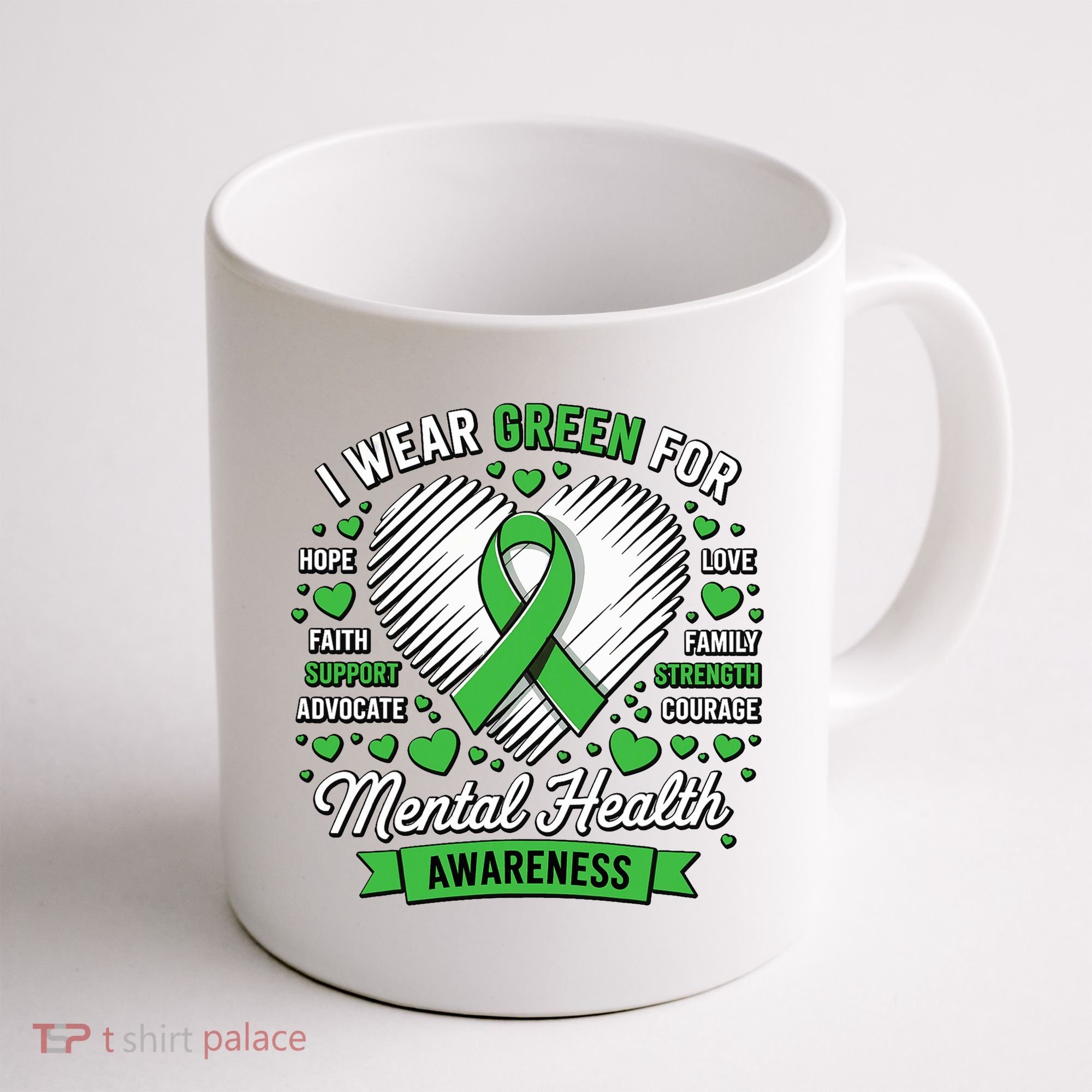 Green Ribbon Mental Health Awareness Month Support Coffee Mug