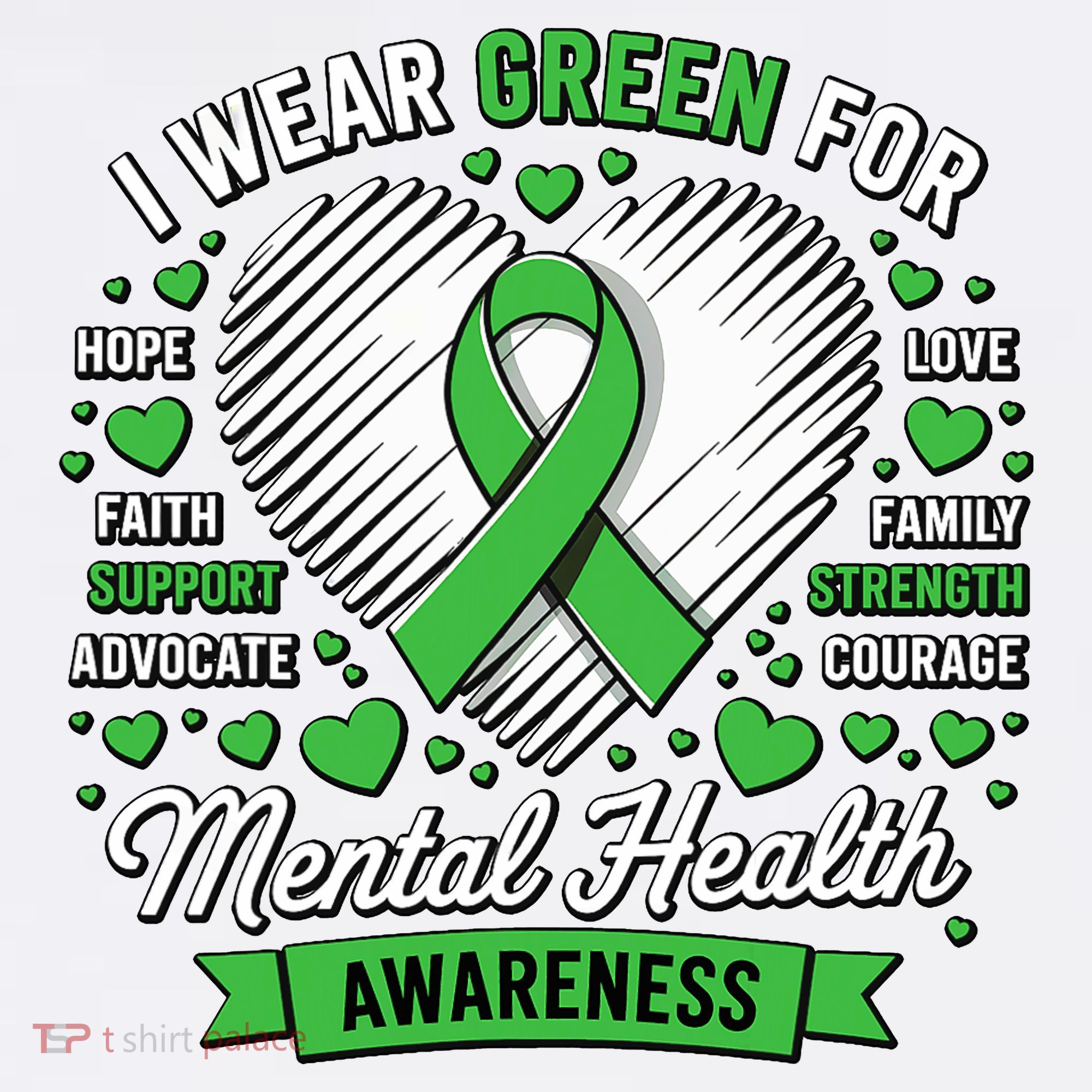 Green Ribbon Mental Health Awareness Month Support Polo