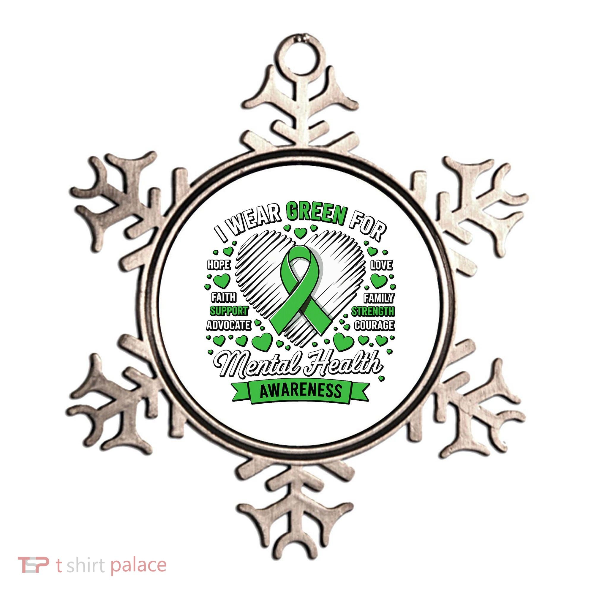 Green Ribbon Mental Health Awareness Month Support Ornament