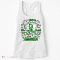 Green Ribbon Mental Health Awareness Month Support Women's Tank Top thumb 0