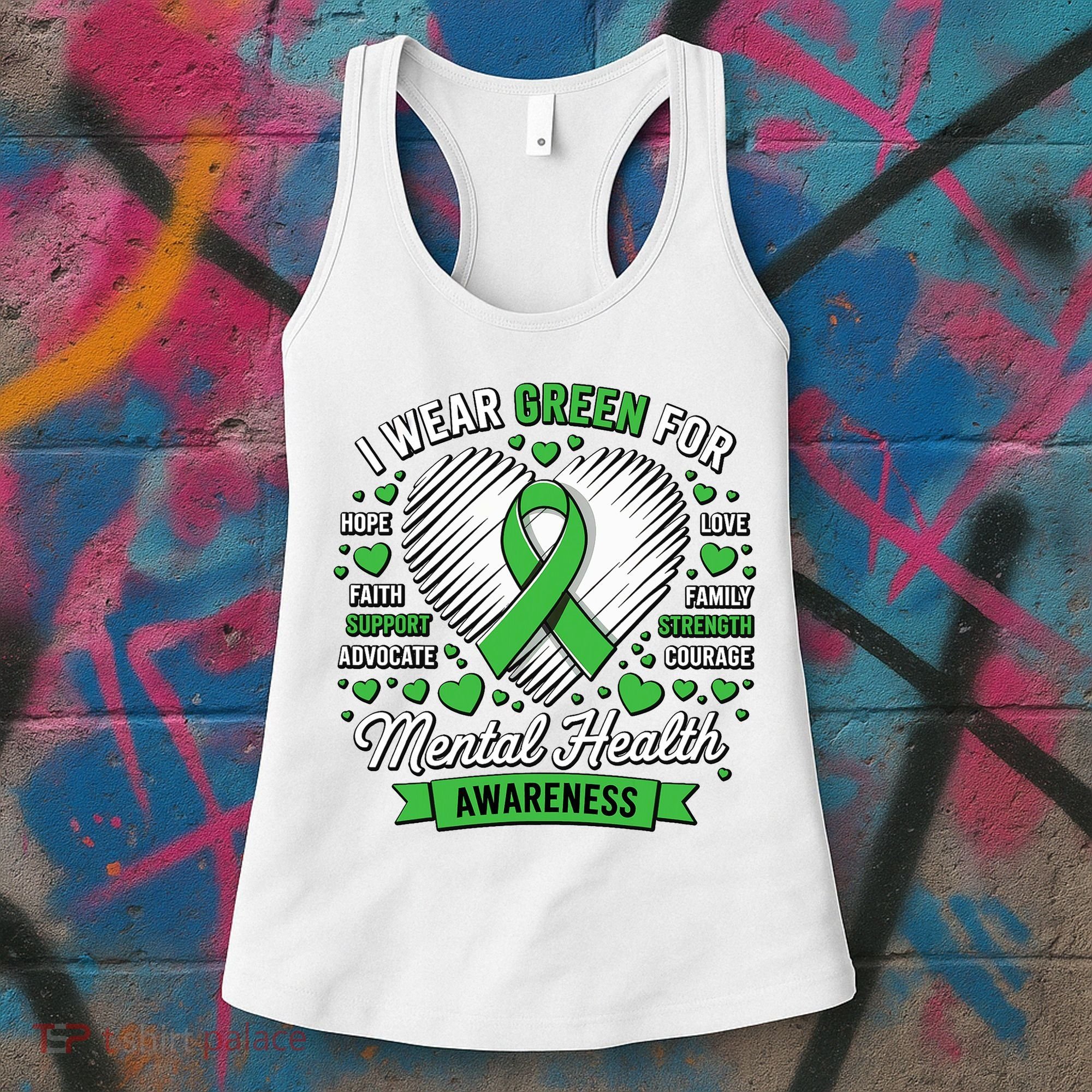 Green Ribbon Mental Health Awareness Month Support Women's Tank Top