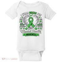 Green Ribbon Mental Health Awareness Month Support Baby Bodysuit thumb 0