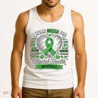 Green Ribbon Mental Health Awareness Month Support Tank Top thumb 3