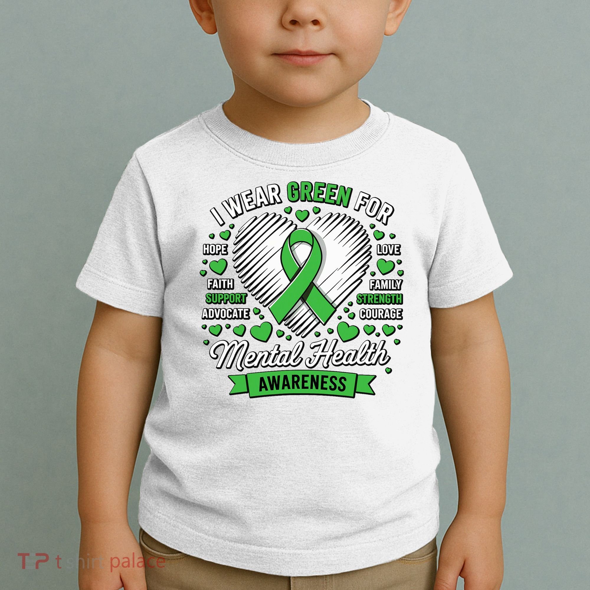 Green Ribbon Mental Health Awareness Month Support Toddler T-Shirt
