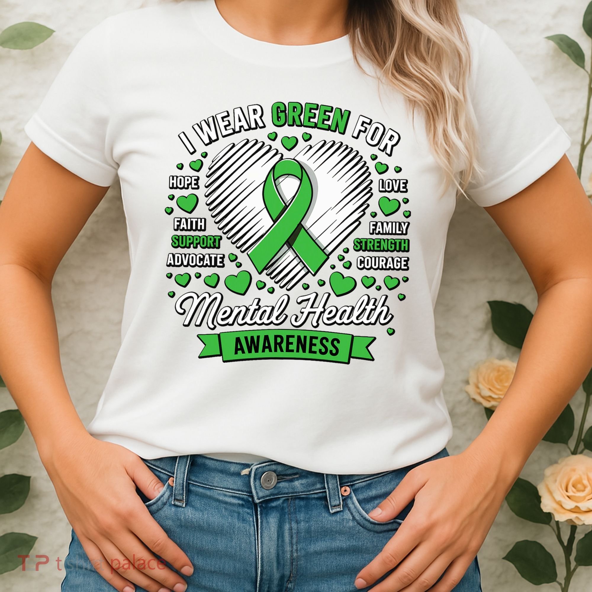 Green Ribbon Mental Health Awareness Month Support Women's T-Shirt