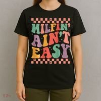 Groovy Retro Milfin Aint Easy Milf New Mom T-Shirt thumb 4