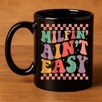 Groovy Retro Milfin Aint Easy Milf New Mom 11oz C Handle Ceramic Mug thumb 4
