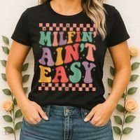Groovy Retro Milfin Aint Easy Milf New Mom Women's T-Shirt thumb 2