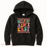 Groovy Retro Milfin Aint Easy Milf New Mom Kids Hoodie thumb 0