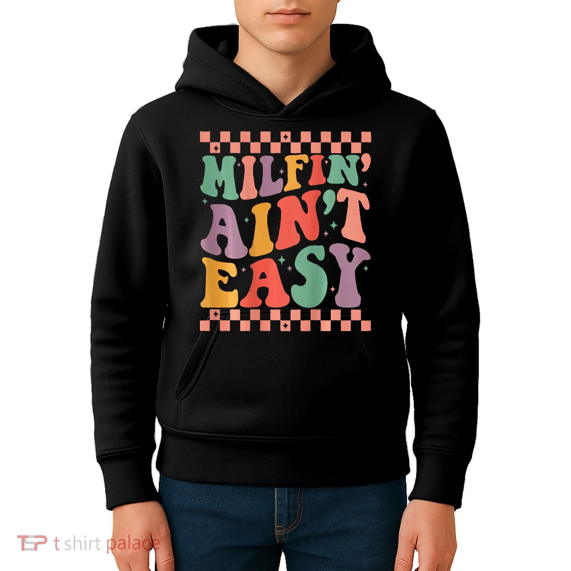 Groovy Retro Milfin Aint Easy Milf New Mom Kids Hoodie