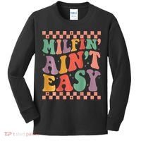 Groovy Retro Milfin Aint Easy Milf New Mom Kids Long Sleeve Shirt thumb 0