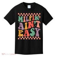 Groovy Retro Milfin Aint Easy Milf New Mom Kids T-Shirt thumb 0