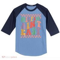 Groovy Retro Milfin Aint Easy Milf New Mom Raglan Baseball Sleeve Shirt thumb 0