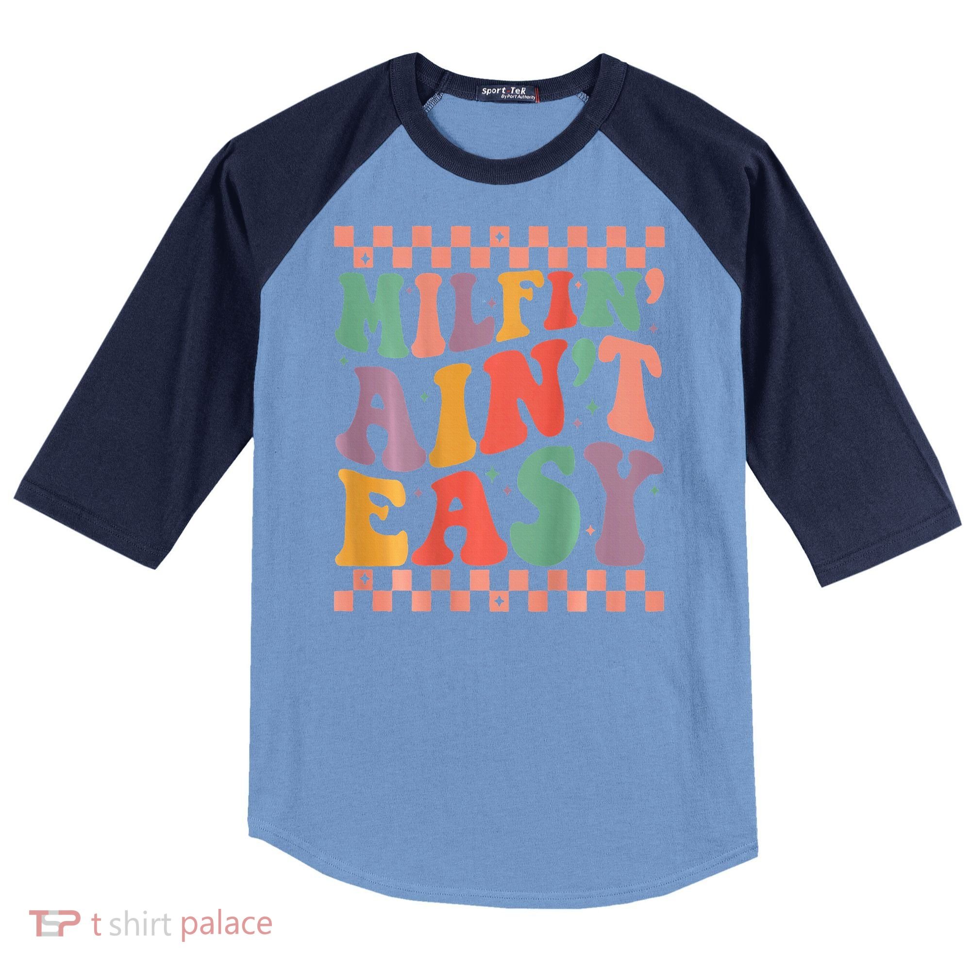 Groovy Retro Milfin Aint Easy Milf New Mom Raglan Baseball Sleeve Shirt