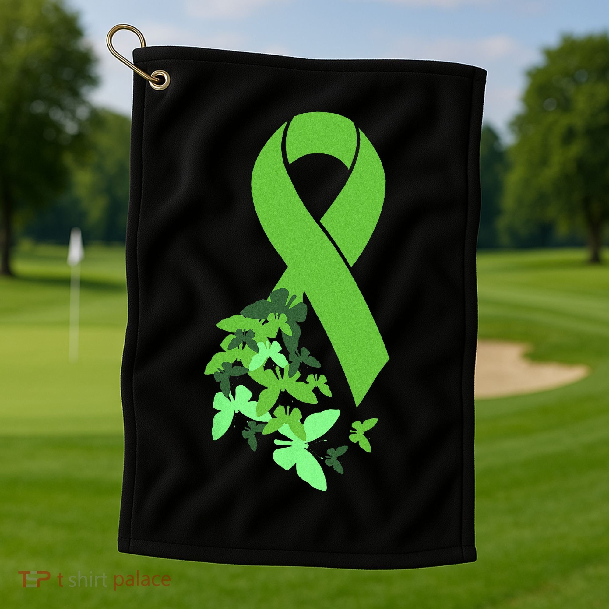 Green Ribbon Mental Health Awareness Matters Golf Towel