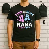 Gender reveal nana grandma T-Shirt thumb 6