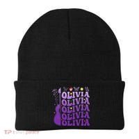 Girl Retro Olivia First Name Personalized Beanie thumb 0