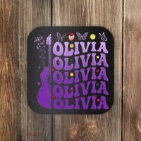 Girl Retro Olivia First Name Personalized Coaster thumb 0