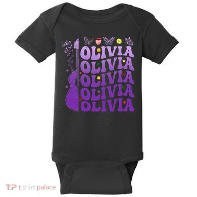 Girl Retro Olivia First Name Personalized Baby Bodysuit