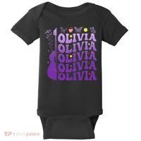 Girl Retro Olivia First Name Personalized Baby Bodysuit thumb 0