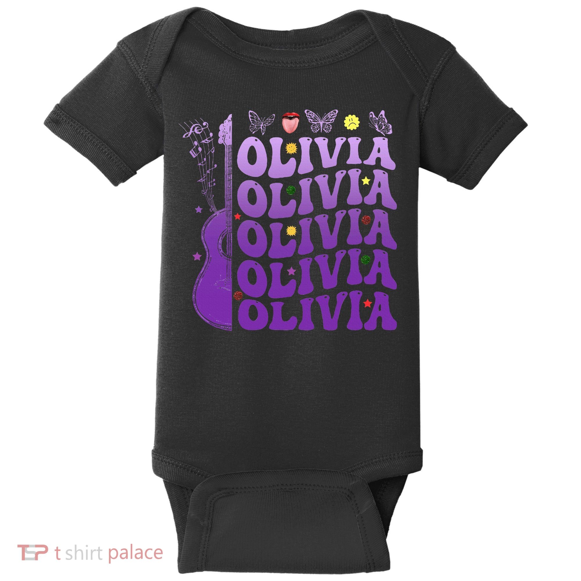 Girl Retro Olivia First Name Personalized Baby Bodysuit