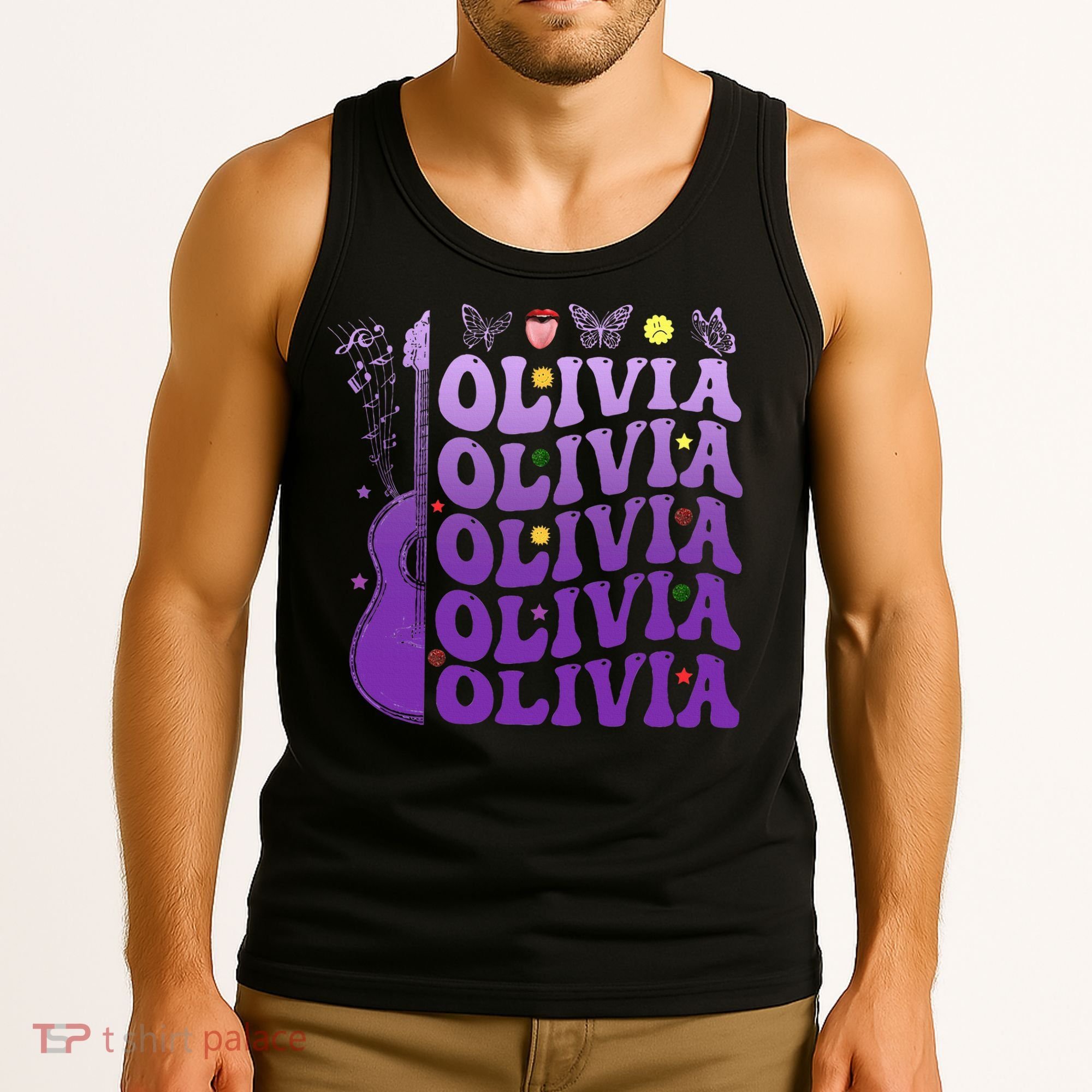 Girl Retro Olivia First Name Personalized Tank Top
