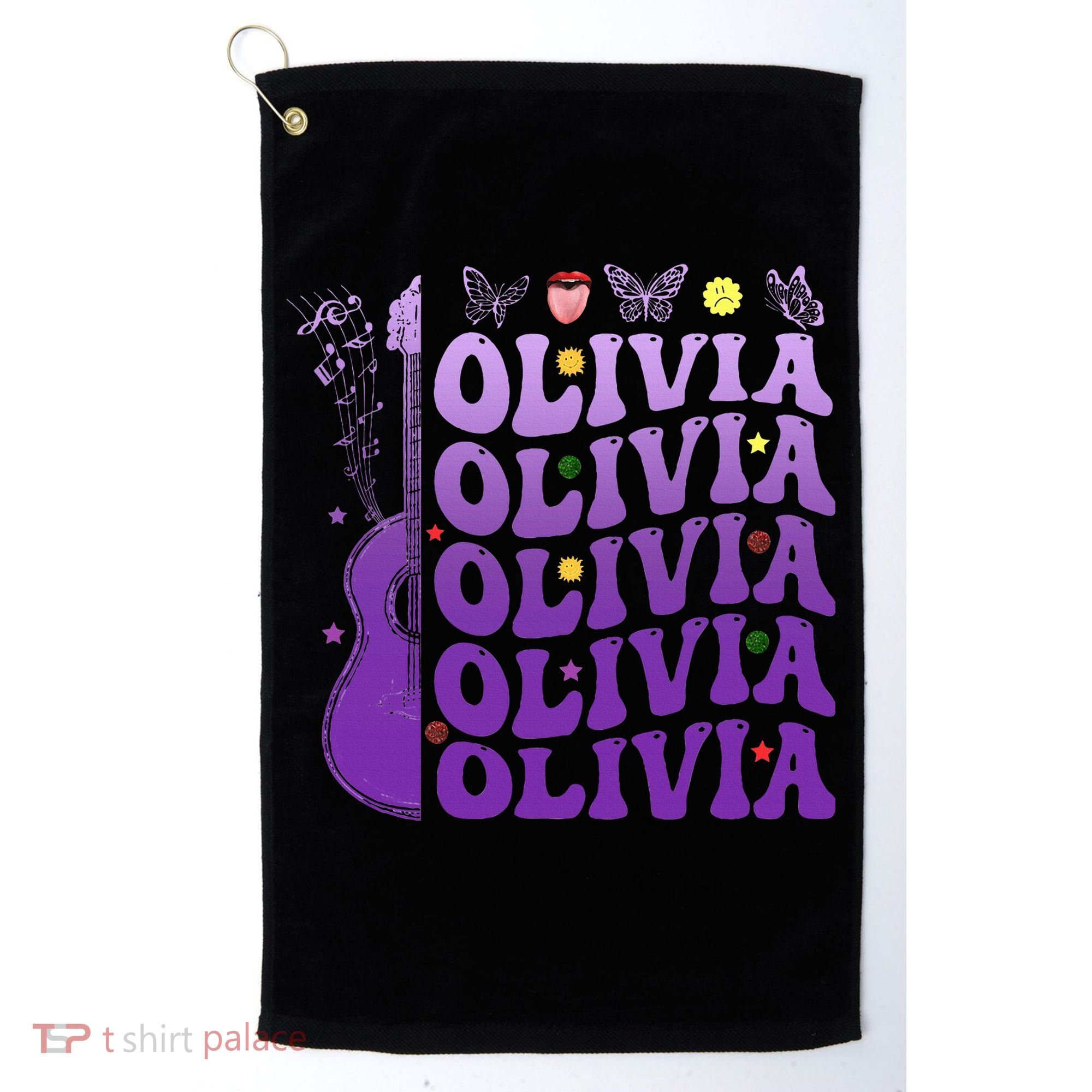 Girl Retro Olivia First Name Personalized Golf Towel
