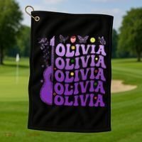 Girl Retro Olivia First Name Personalized Golf Towel thumb 1