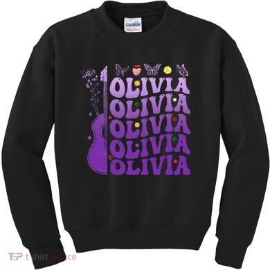 Girl Retro Olivia First Name Personalized Kids Sweatshirt