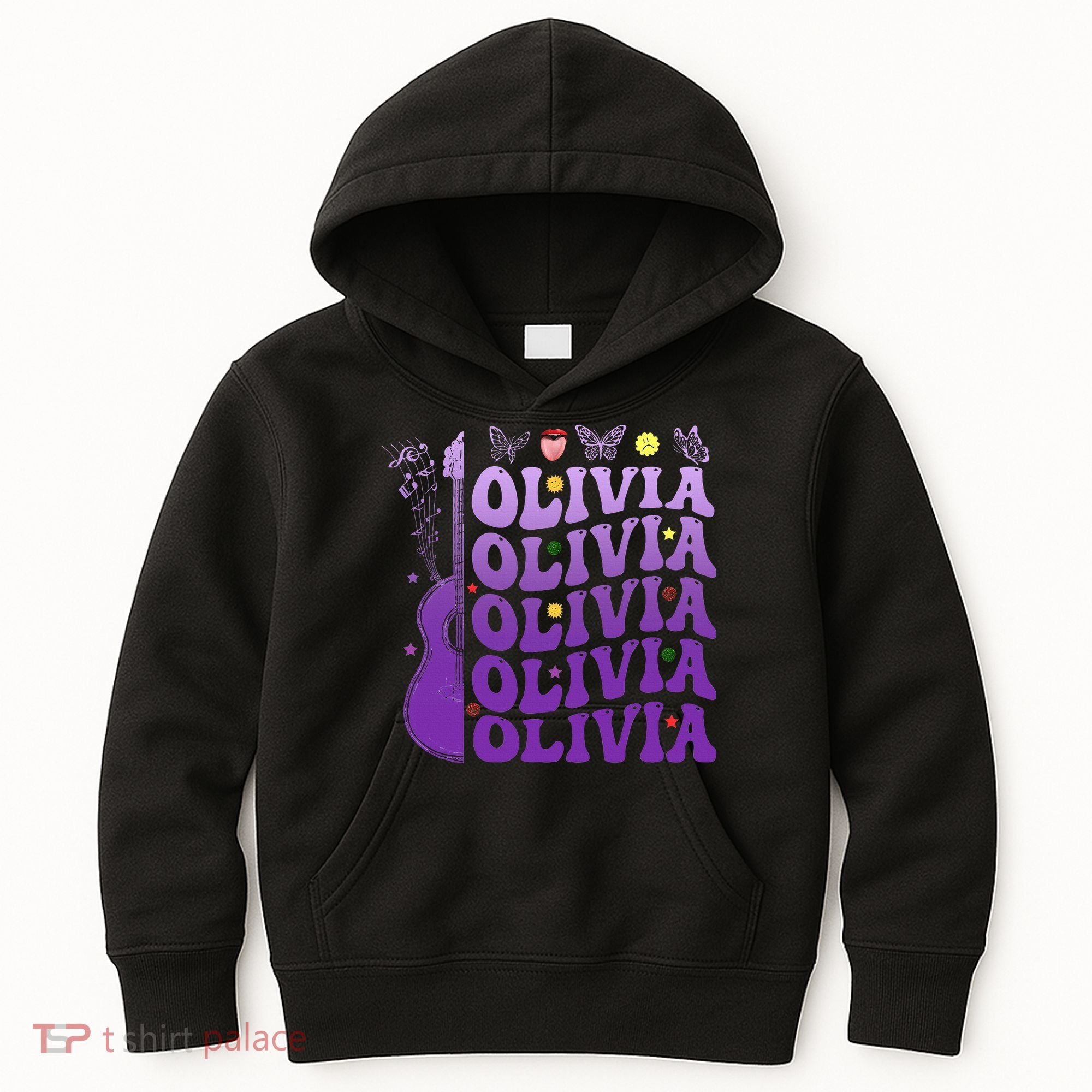 Girl Retro Olivia First Name Personalized Kids Hoodie