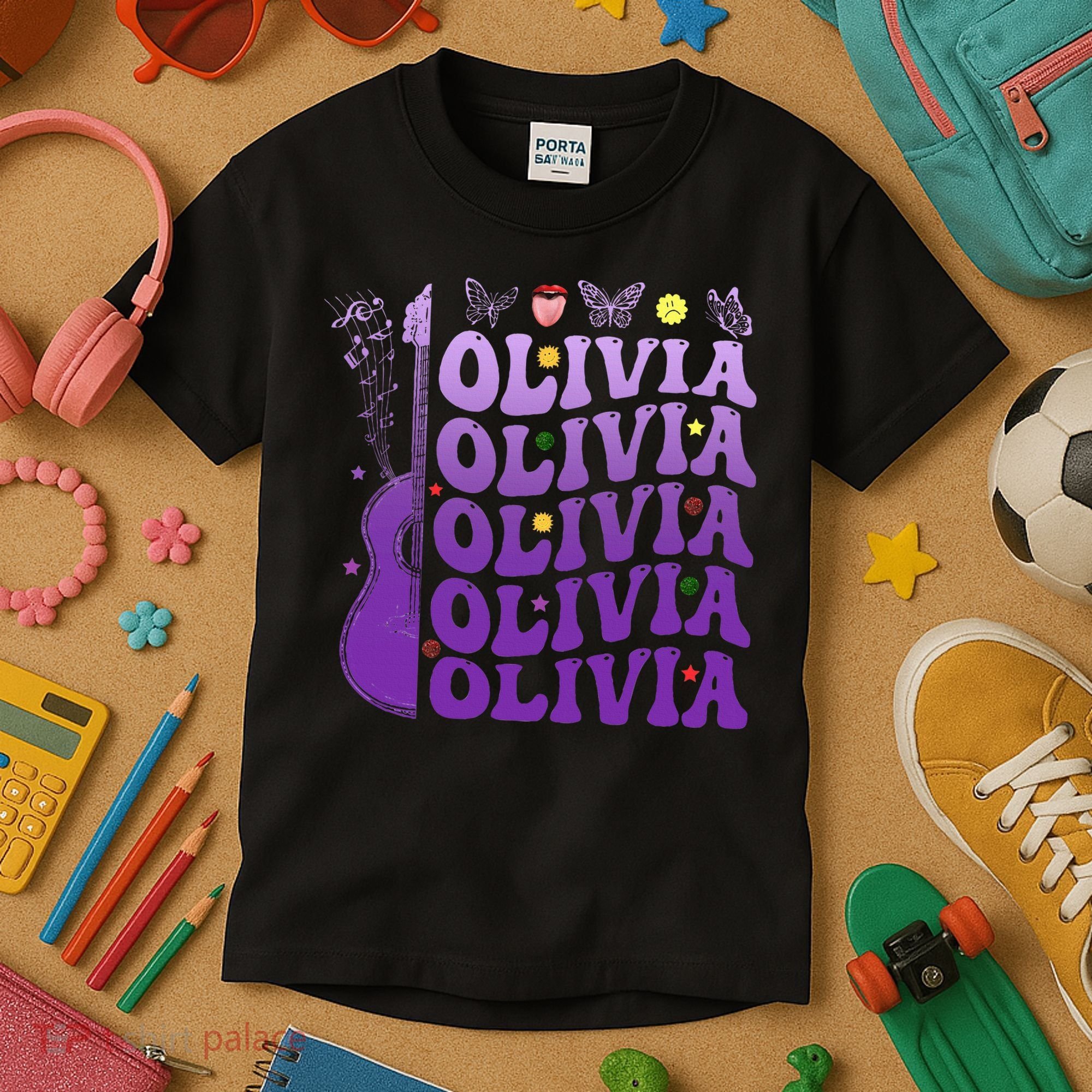 Girl Retro Olivia First Name Personalized Kids T-Shirt