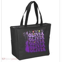 Girl Retro Olivia First Name Personalized Tote Bag thumb 2