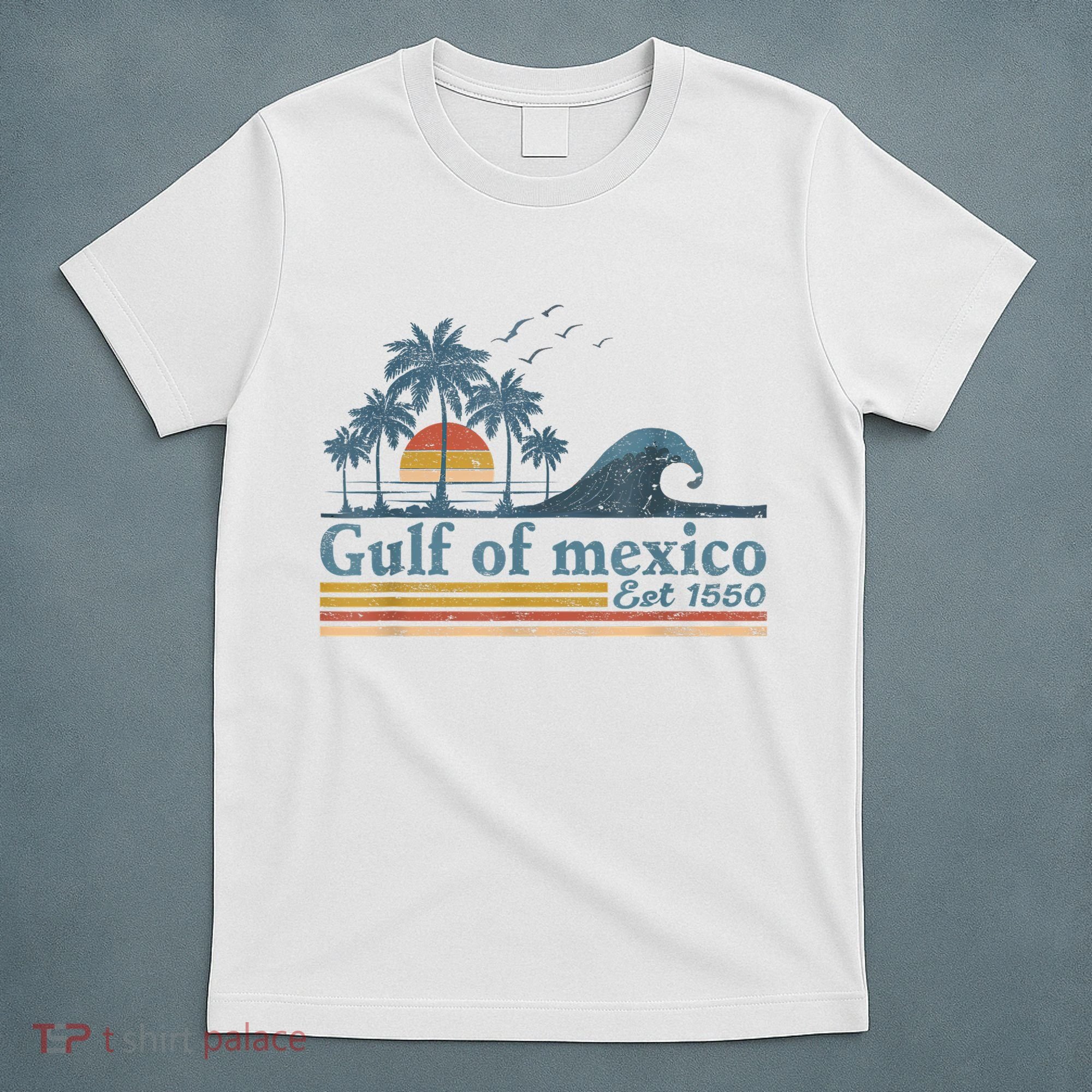 Gulf Retro Of Mexico Est 1550 Retro Vintage Beach T-Shirt