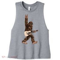Guitar Rock On Sasquatch Big Foot Women's Racerback Cropped Tank thumb 0