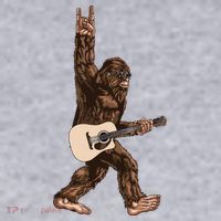 Guitar Rock On Sasquatch Big Foot Women's Racerback Cropped Tank thumb 2