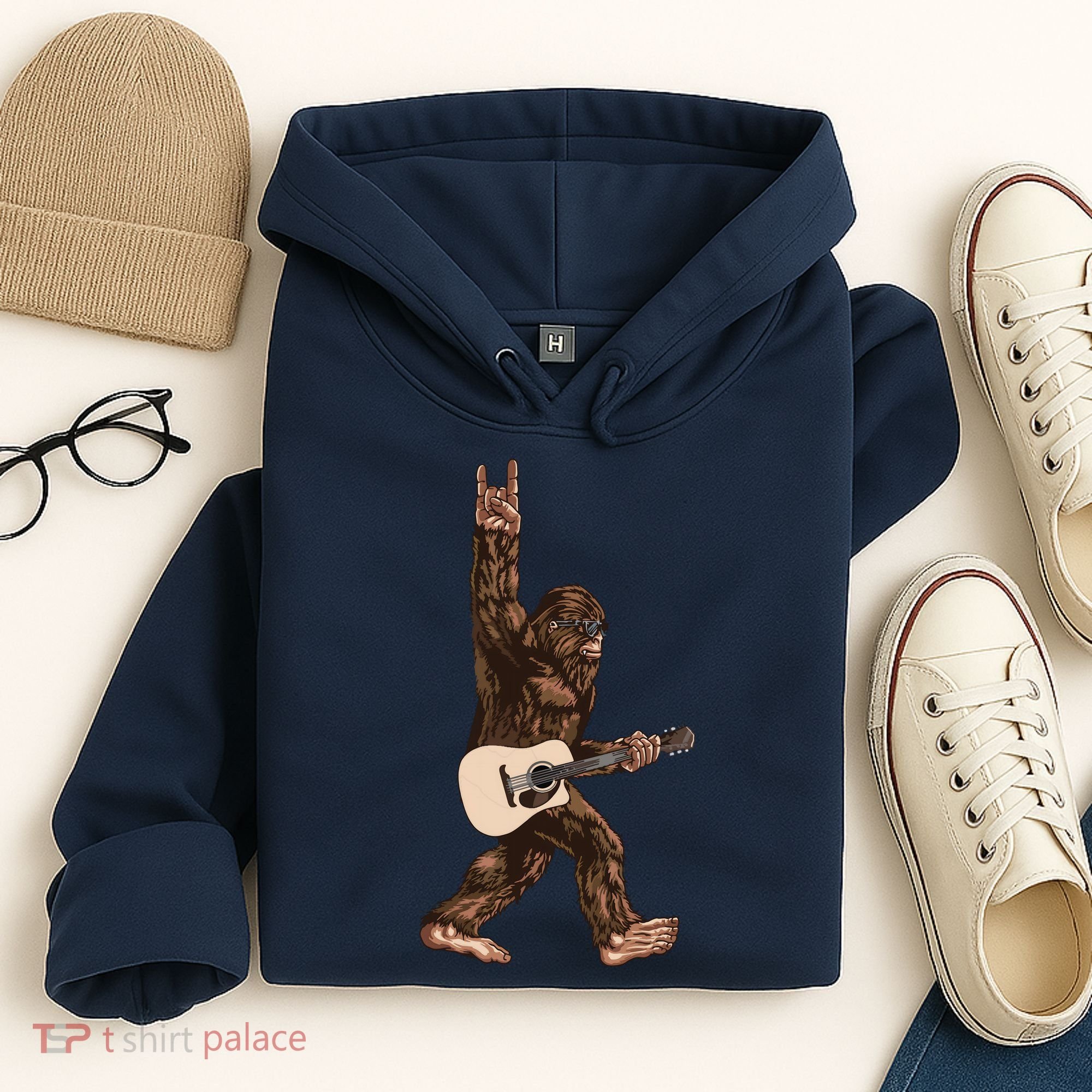 Guitar Rock On Sasquatch Big Foot Hoodie
