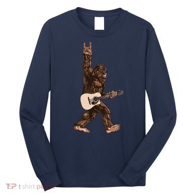 Guitar Rock On Sasquatch Big Foot Long Sleeve Shirt