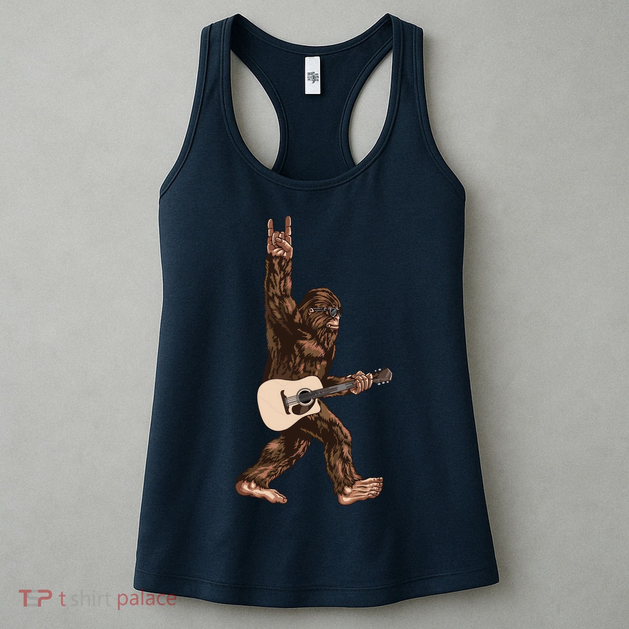 Guitar Rock On Sasquatch Big Foot Women's Tank Top