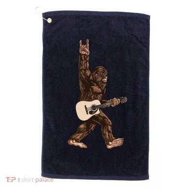 Guitar Rock On Sasquatch Big Foot Golf Towel