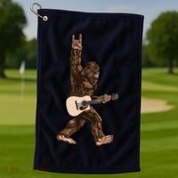 Guitar Rock On Sasquatch Big Foot Golf Towel thumb 1