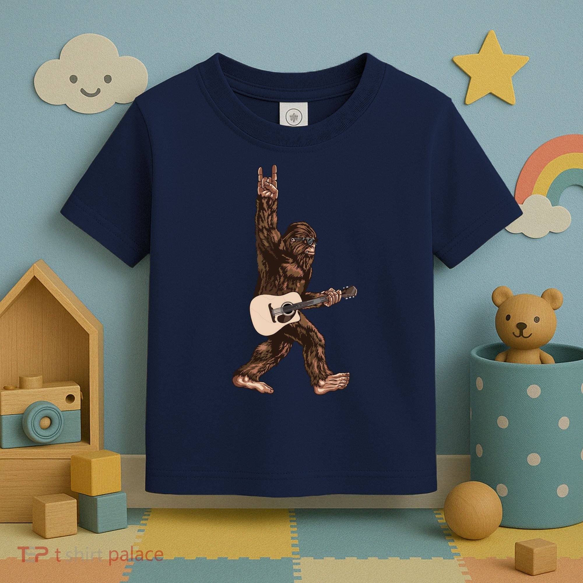 Guitar Rock On Sasquatch Big Foot Toddler T-Shirt