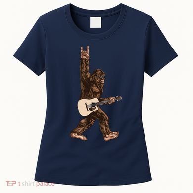 Guitar Rock On Sasquatch Big Foot Women's T-Shirt