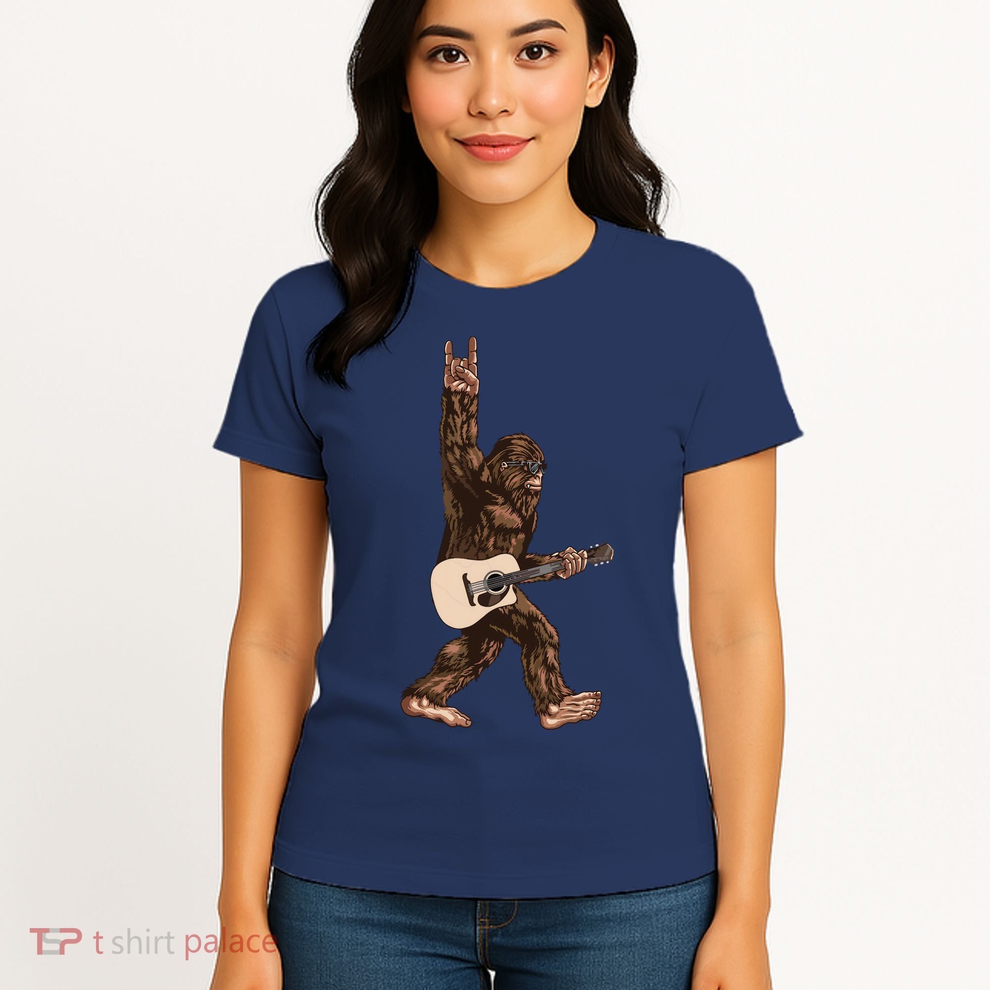 Guitar Rock On Sasquatch Big Foot Women's T-Shirt