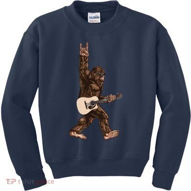 Guitar Rock On Sasquatch Big Foot Kids Sweatshirt
