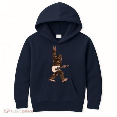 Guitar Rock On Sasquatch Big Foot Kids Hoodie