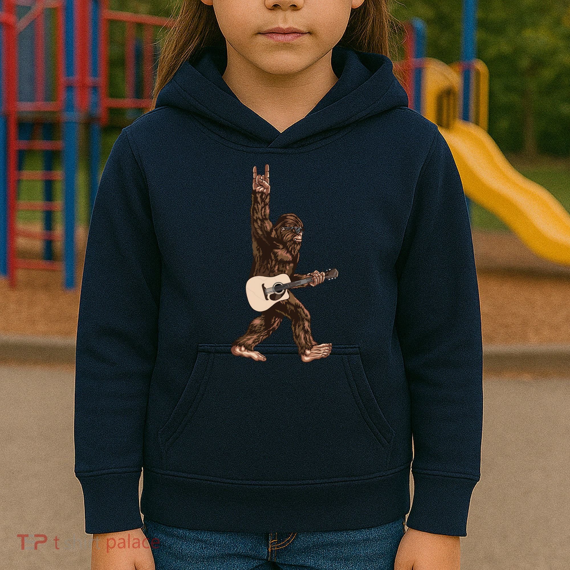 Guitar Rock On Sasquatch Big Foot Kids Hoodie