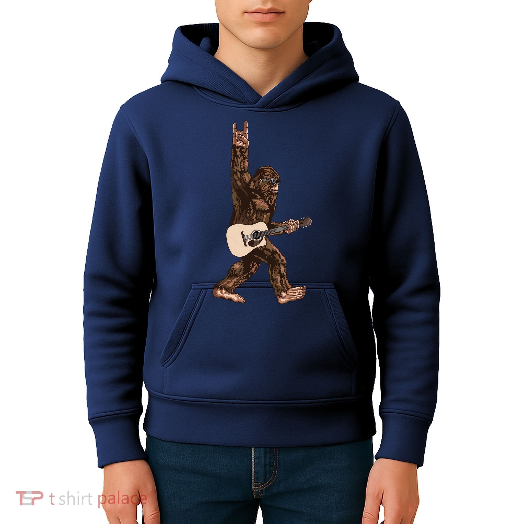 Guitar Rock On Sasquatch Big Foot Kids Hoodie