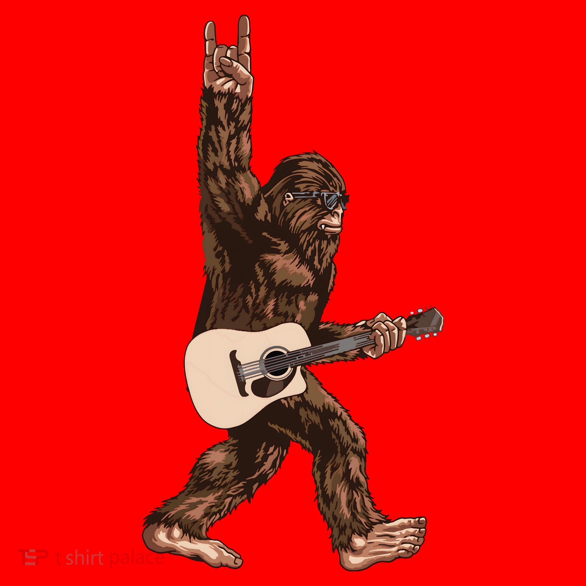 Guitar Rock On Sasquatch Big Foot Santa Hat