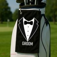 Groom Wedding Tuxedo Golf Towel thumb 2
